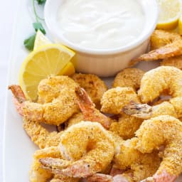 Baked Cornmeal Crusted Shrimp with Light Lemon Aioli