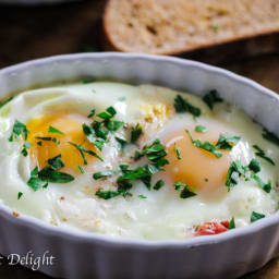 Baked Eggs with Tomatoes and Feta Cheese