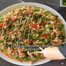 Baked Salmon crispy rice cake 