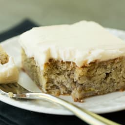 Banana Snack Cake with Cream Cheese Frosting