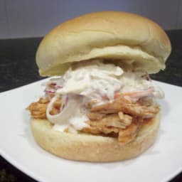 BBQ Pulled chicken sandwiches with coleslaw