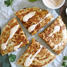 Black Bean Butternut Squash Quesadillas with Chipotle Lime Crema