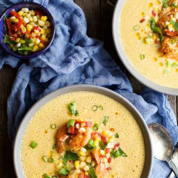 Blender Corn Chowder with Shrimp & Corn Relish