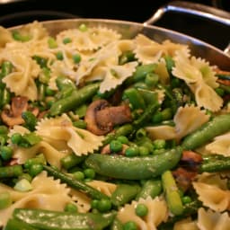 Bowtie Pasta with Asparagus, Shitakes and Spring Peas