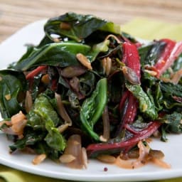 Braised Greens with Red Onion and Sun-Dried Tomatoes