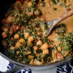 Braised Coconut Spinach and Chickpeas with Lemon