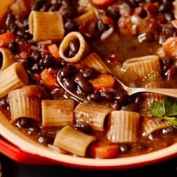 Brazilian Minestrone (Black Bean, Pasta, Bacon, and Vegetable Soup)