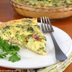 Broccoli, Extra Sharp Cheddar, and Bacon Quiche