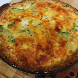 Broccoli and Corn Quiche with a Herb and Onion Rice Crust