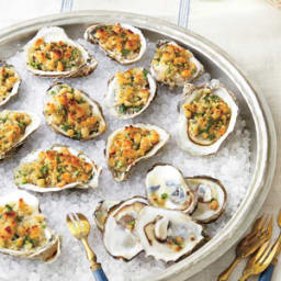 Broiled Oysters with Buttery Dressing Topping