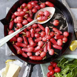 Brown butter basted radishes