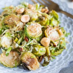 Brussels Sprouts Salad with Hazelnuts, Parmesan, and Pomegranate Molasses V