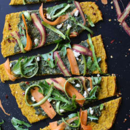 Butternut Squash Pizza with Kale Walnut Pesto