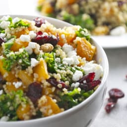 Butternut Squash Quinoa with Kale, Cranberries, Walnuts and Goat Cheese