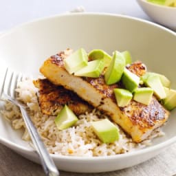 Cajun-spiced fish with basmati rice