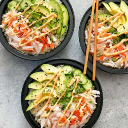 California Sushi Roll Bowls with Cauliflower Rice Meal Prep