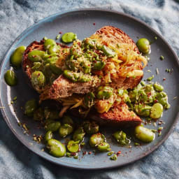 Caramelized Leek and Fava Bean Toast