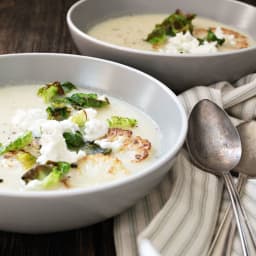 Cauliflower and Potato Soup with Goat Cheese