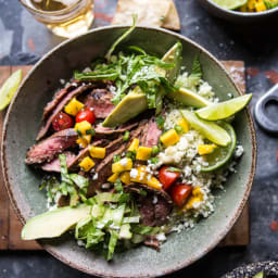 Cauliflower Rice Carne Asada Bowls with Mango Salsa