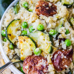 Cauliflower Rice Skillet with Zucchini and Kielbasa