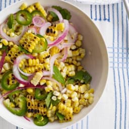 Charred Corn Salad with Mint, Parsley & Cilantro