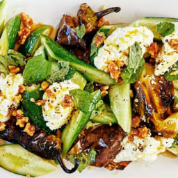 Charred Peppers With Lemon Ricotta and Cucumbers