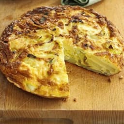 Cheese, leek and potato tortilla