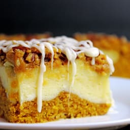 Cheesecake Filled Pumpkin Bread Bars