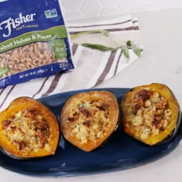 Cheesy Apple and Walnut Stuffed Acorn Squash