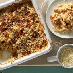 Cheesy Chicken and Bacon No-Boil Pasta Bake