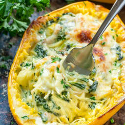 Cheesy Garlic Parmesan Spinach Spaghetti Squash