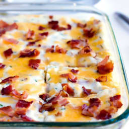 Cheesy Pierogi Lasagna with Bacon and Chives