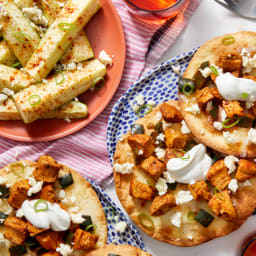 Chicken & Poblano Tostadas with Roasted Zucchini