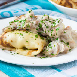 Chicken and Mushroom Crepes