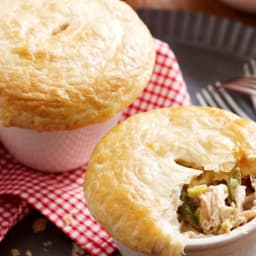 Chicken, asparagus and leek pot pies