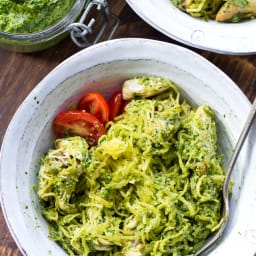 Chicken Pesto Paleo Spaghetti Squash {Whole30}