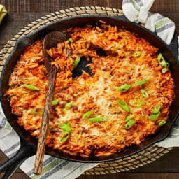 Chicken Sausage Orzotto with Mozzarella, Zucchini, and Tomatoes