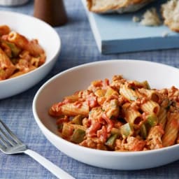 Chicken Sausage Rigatoni in a Spicy Vodka Sauce