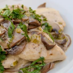 Chicken with Mushroom White Wine Cream Sauce