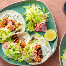 Chipotle Tofu Tacos with Radish Escabeche & Cilantro Crema