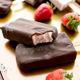 Chocolate-covered Strawberry Ice Cream Bars (Vegan, Dairy Free, Paleo, Glut