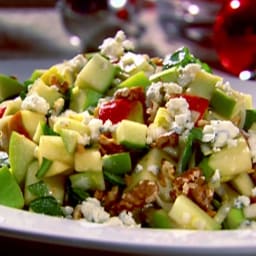 Chopped Apple Salad with Toasted Walnuts, Blue Cheese and Pomegranate Vinai