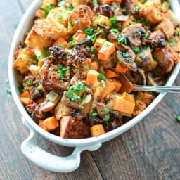 Chorizo Stuffing with Ciabatta and Sweet Potatoes