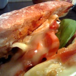 Ciabatta with chorizo, brie and sundried tomatoes