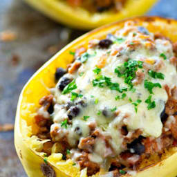 Cincinnati Turkey Chili Spaghetti Squash Boats