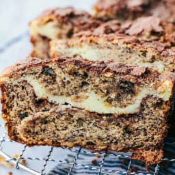 Cinnamon Swirl Cream Cheese Banana Bread