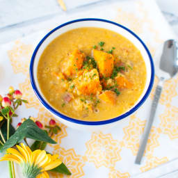 Clean eating sweet potato lentil soup recipe