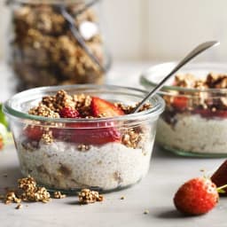 Coconut chia pudding with gluten-free spiced granola