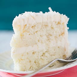 Coconut-Vanilla Bean Cake with Coconut Meringue Buttercream Frosting