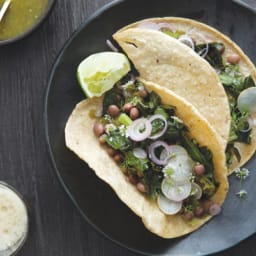 Collard Green Tacos with Tomatillo